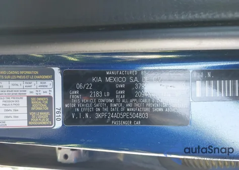 2023 Kia Forte Lxs z USA, uszkodzony, nr VIN 3KPF24AD5PE504803